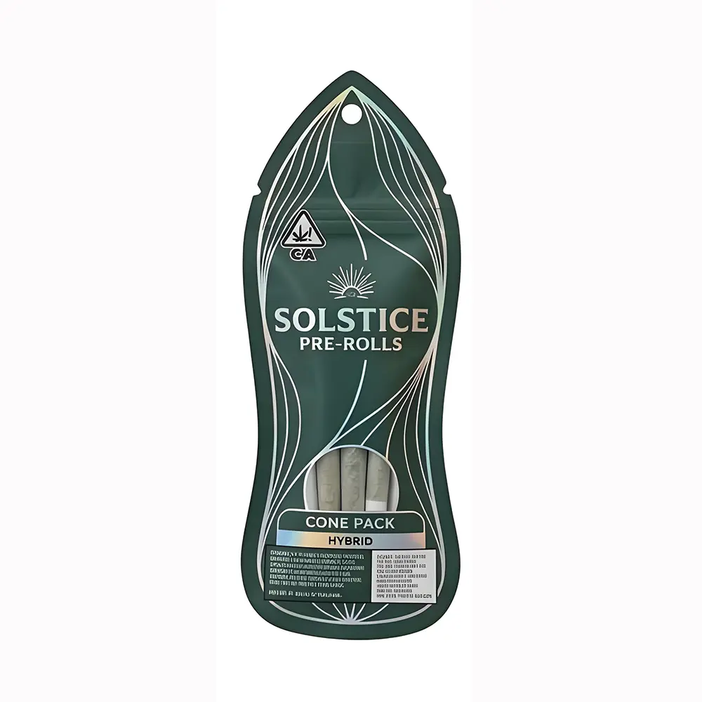 Custom pre roll cannabis packaging die cut shaped bags and tubes for branded dispensary pre rolled products with premium design