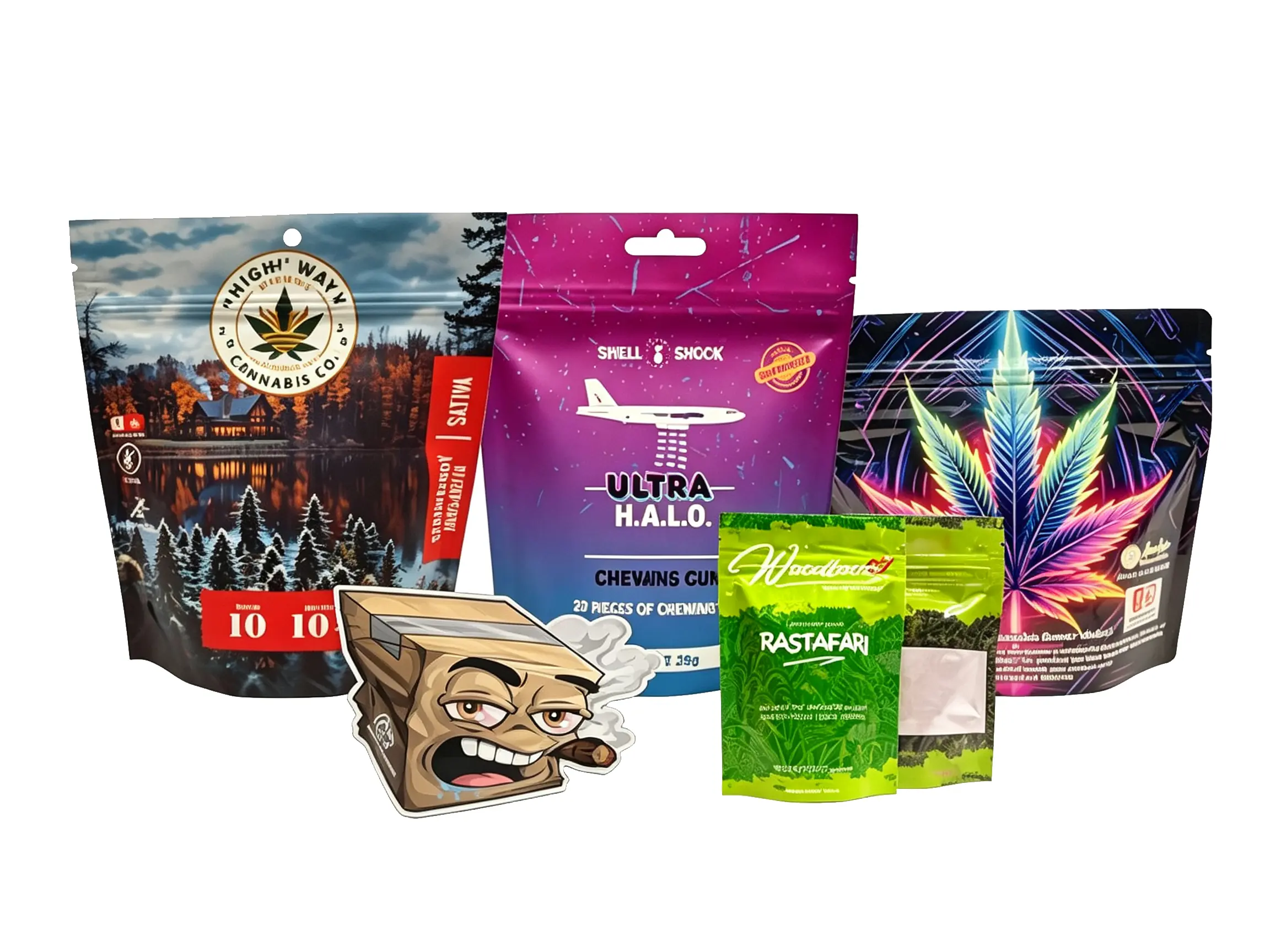 Top shelf cannabis mylar bags and box packaging combos for premium strains with child resistant and high barrier protection for compliance