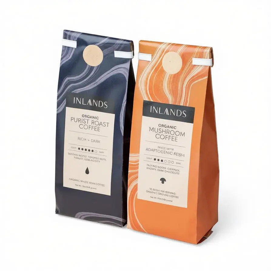 Side gusset bag packaging for bulk coffee tea nuts and dry food packaging applications