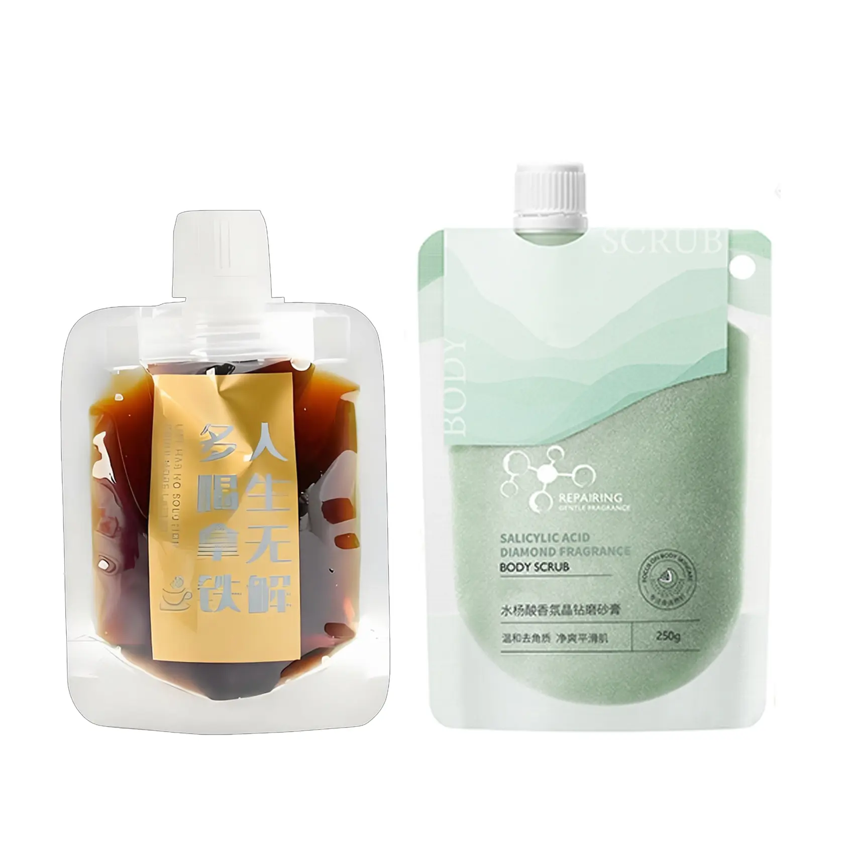Spout pouch packaging for liquid beverages sauces Cosmetics laundry detergentand baby food applications eco friendly
