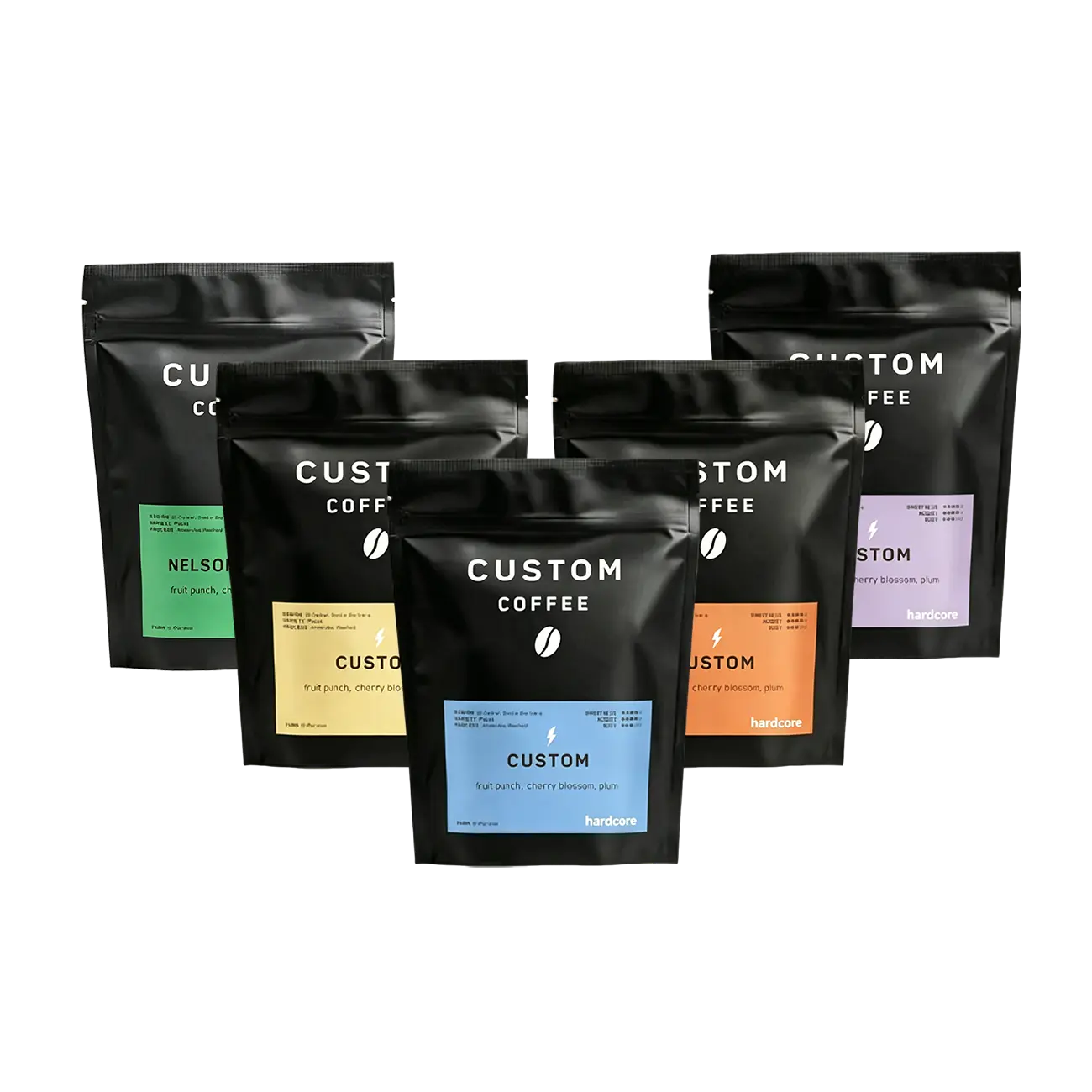 Custom stand up coffee zipper pouch packaging with degassing valve for roasted coffee beans and retail brands