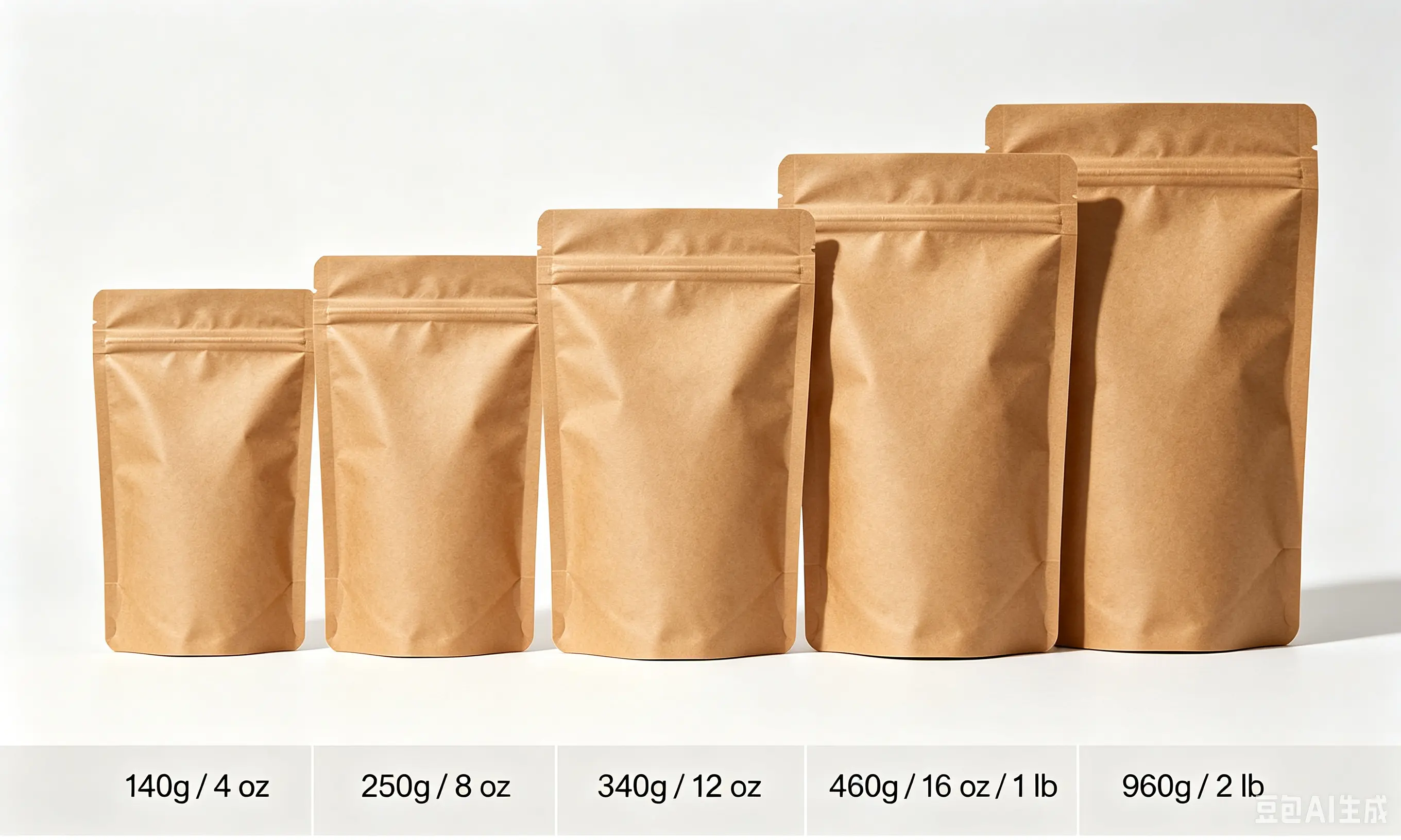 custom Stand up pouch size dimension diagram showing width height and bottom gusset structure